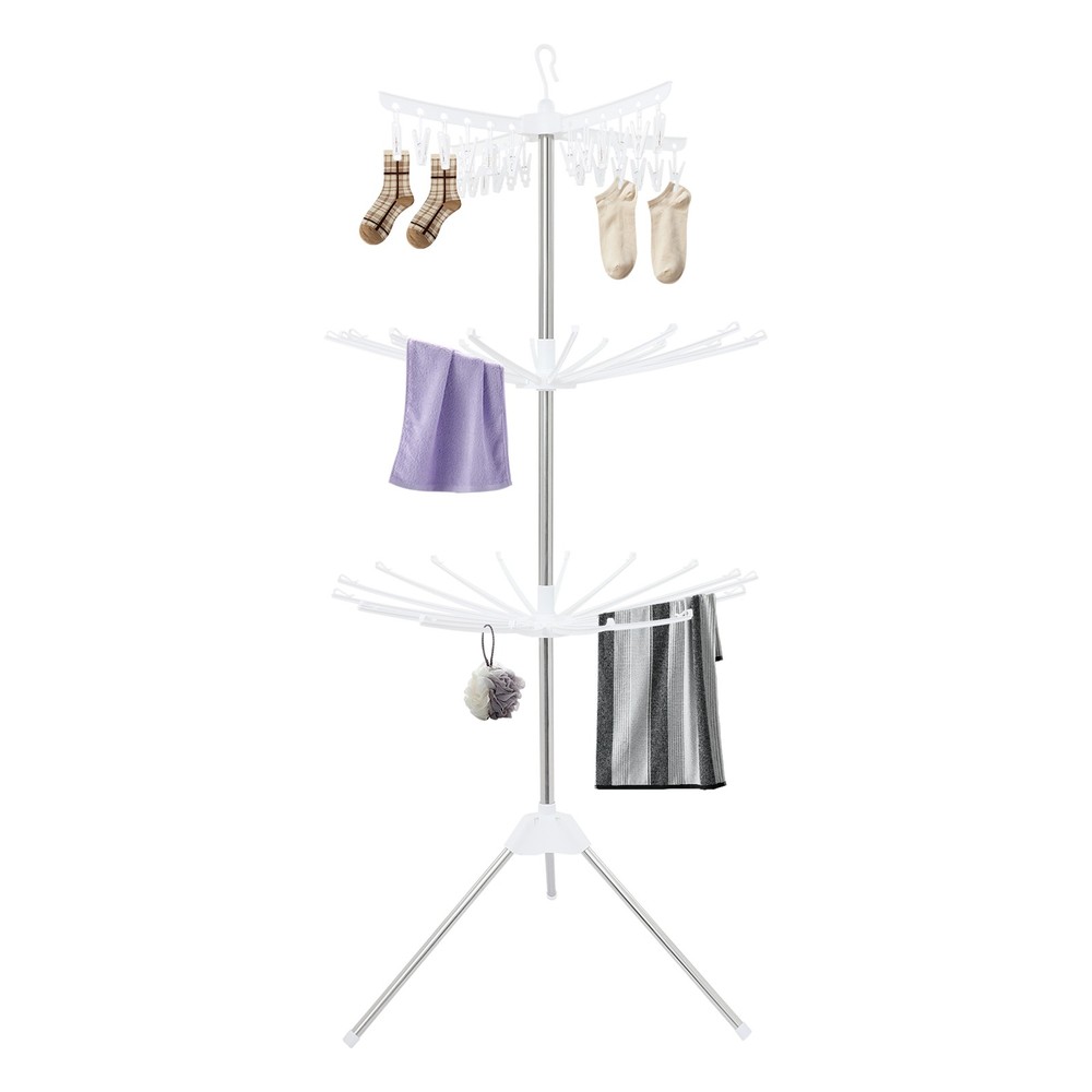 Foldable Clothes Drying Rack 3-Tier Laundry Drying Rack Rotating Clothing Rack