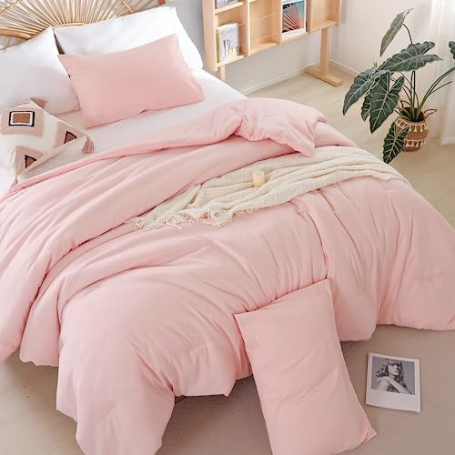 Blush Pink Full Bed Comforter Set Full Size Comforter Modern 3PCS Microfiber