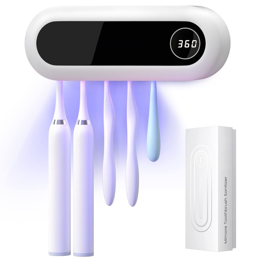 Toothbrush Holder, 5 Toothbrush Slots & Timer Function, Cordless Wall Mounted...