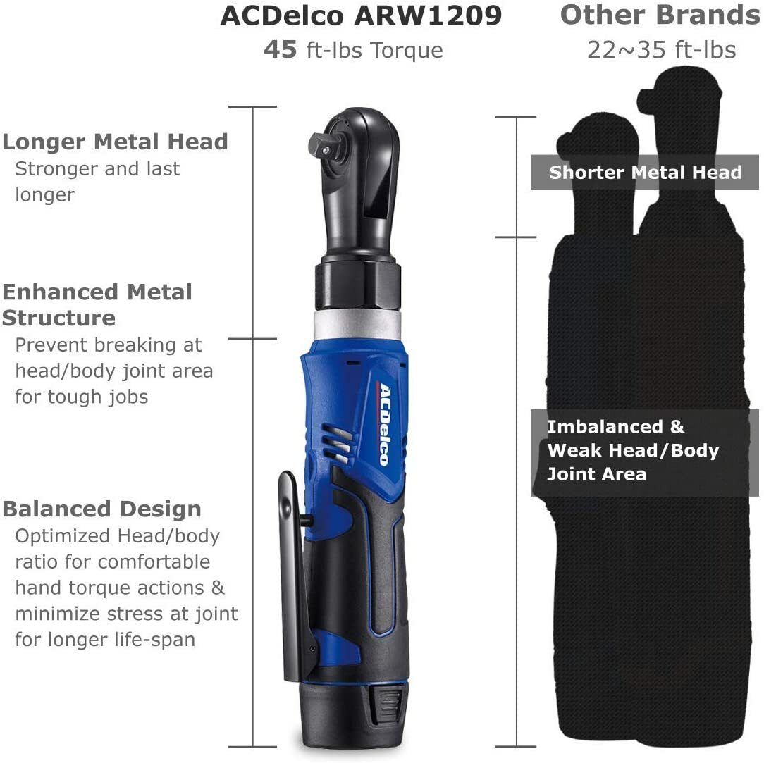 ACDelco G12 Cordless Ratchet Wrench Combo Tool Kit ARW1209-K92 | 2 Battery Kit