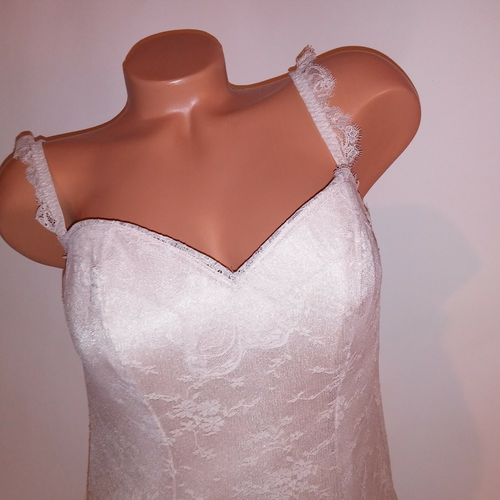 Fredericks of Hollywood Lingerie Bustier Corset Large Cream Lace Boned Lace Up