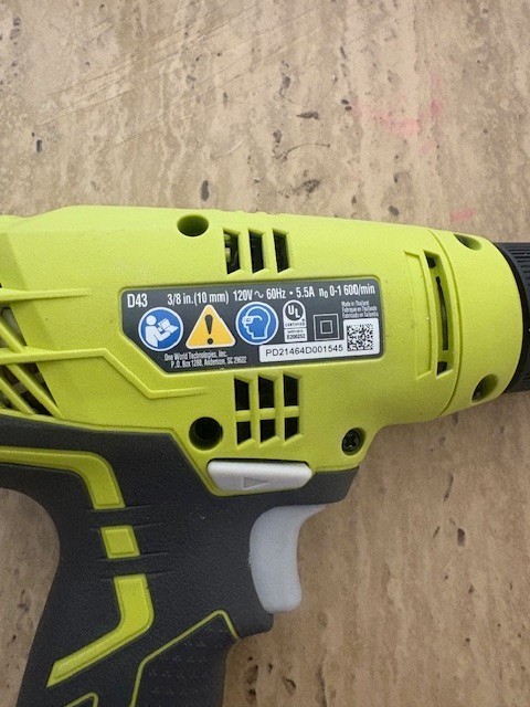 RYOBI D43K Variable Speed Drill 3/8 & Bag USED