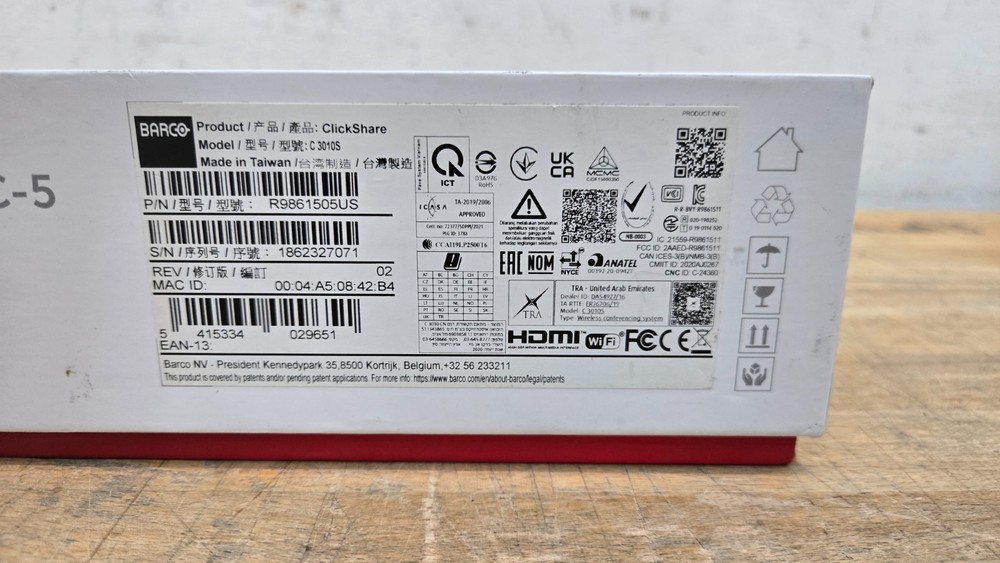 Barco ClickShare C-5, C3010S Presentation Unit, Dongle, Power Supply