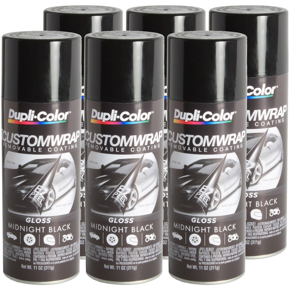 Duplicolor CWRC840 (6-Pack) Custom Wrap Spray On Removable, Gloss Midnight Black