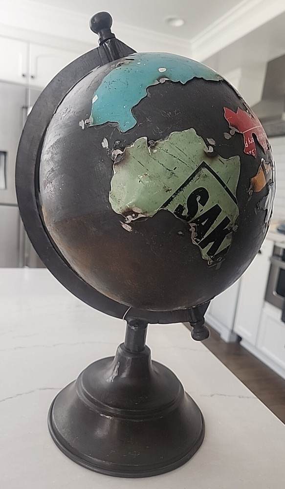Reclaimed Metal Globe Home Decor, Small