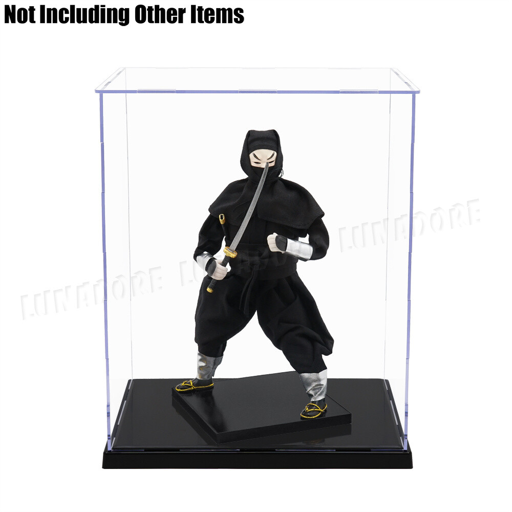 US 11.8"H Large Acrylic Display Case Self-Install Box Plastic Base Dustproof UV
