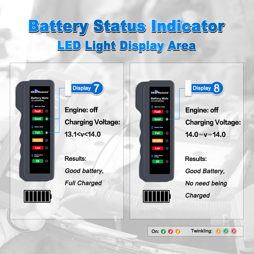 Battery Tester 12V BM310 Digital Analyzer Indicator Alternator Voltage Checker