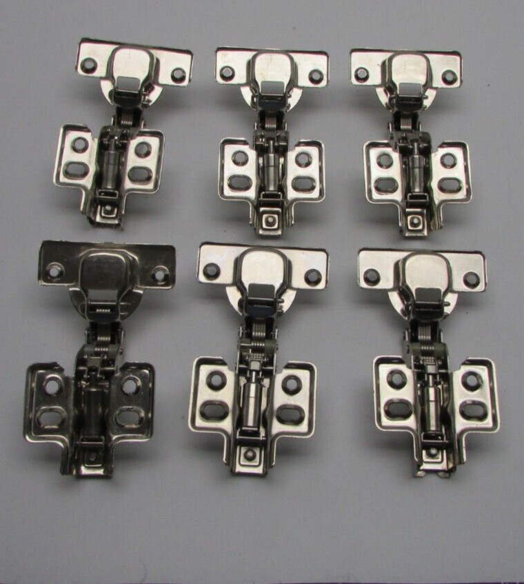 (6) SELF CLOSING CABINET HINGES WINGED BASEPLATES Unbranded