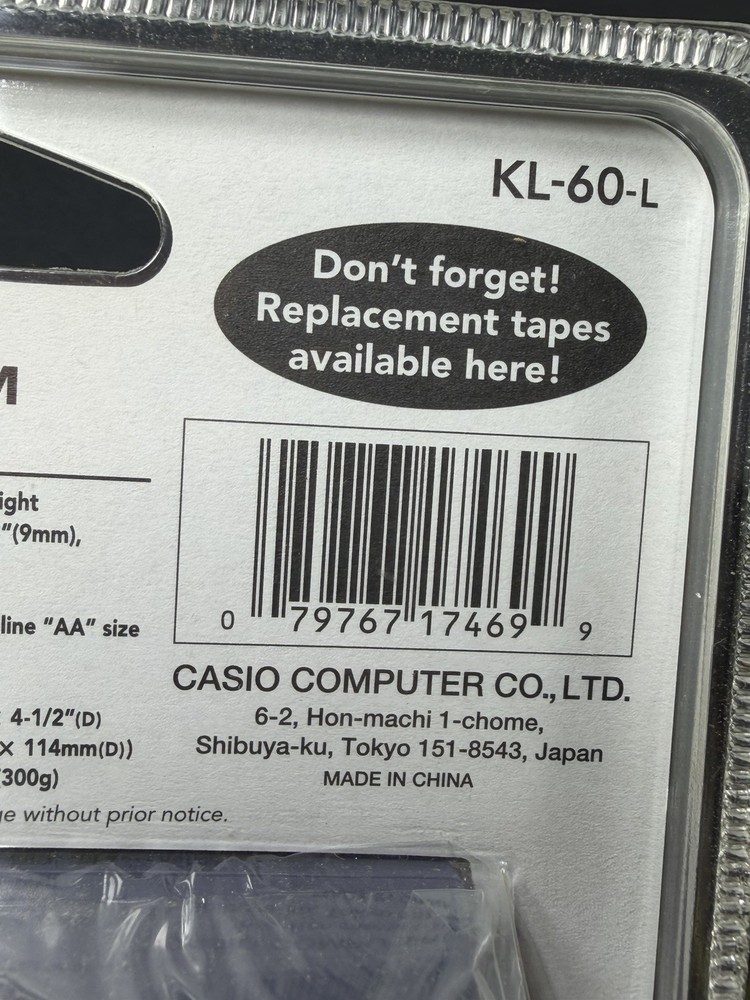 Casio KL-60L Label Maker Thermal Printer New In Box Sealed
