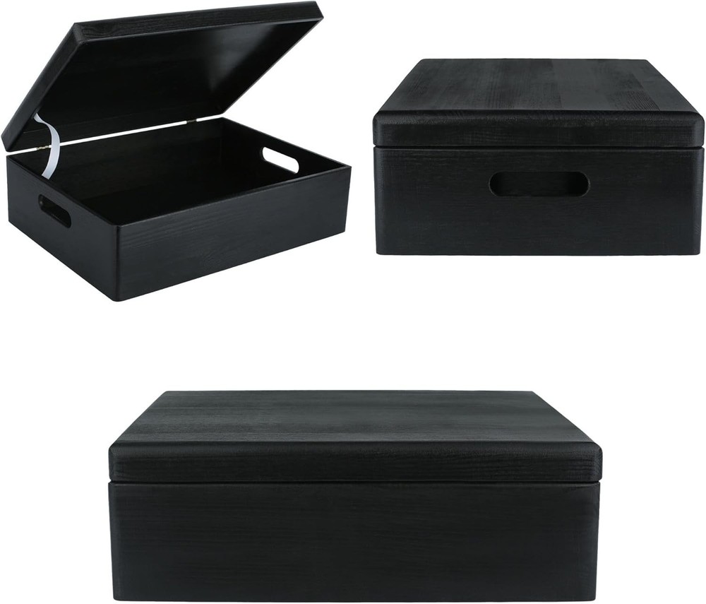 Black Wooden Box XL | Kitchen Document Organizer