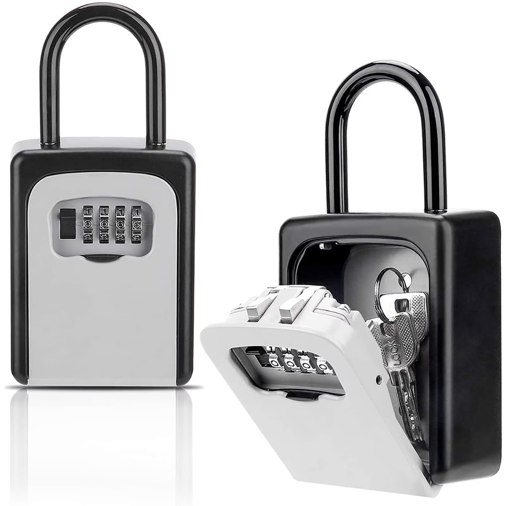 DURABLE STEEL Portable 4-Digit Combination Safe Lockbox with Removable Shackle