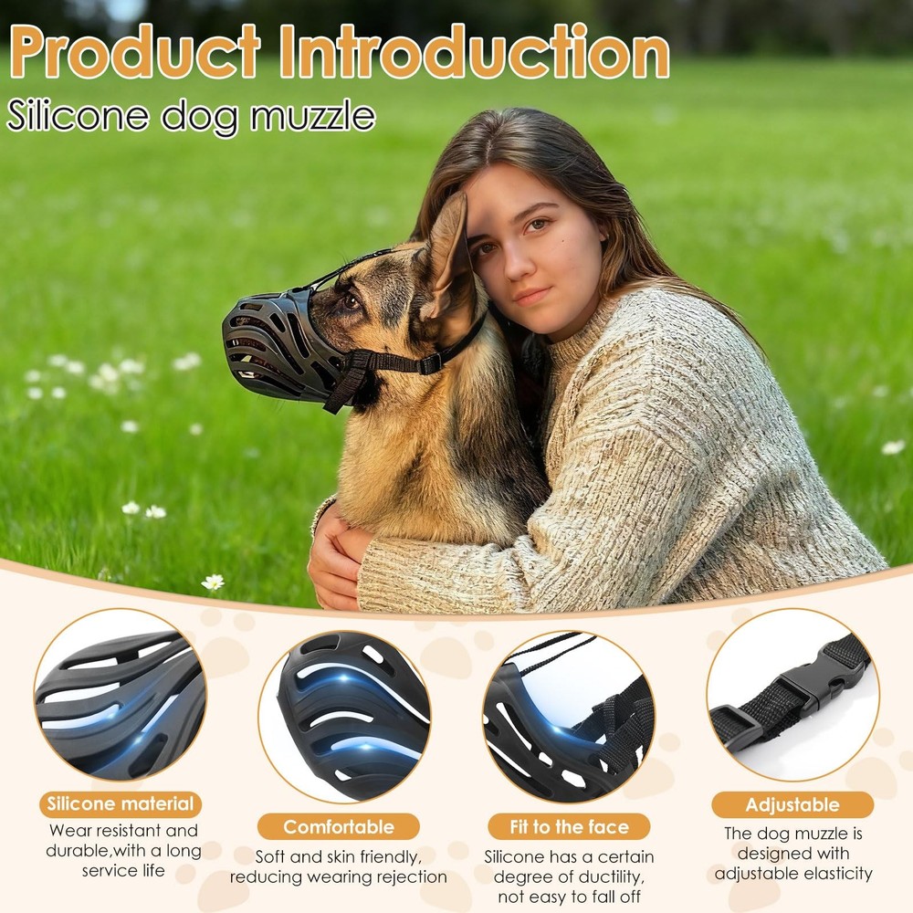 Dog Muzzle, Silicone Dog Muzzle, Durable, Breathable, Anti Bite, Anti Barking...