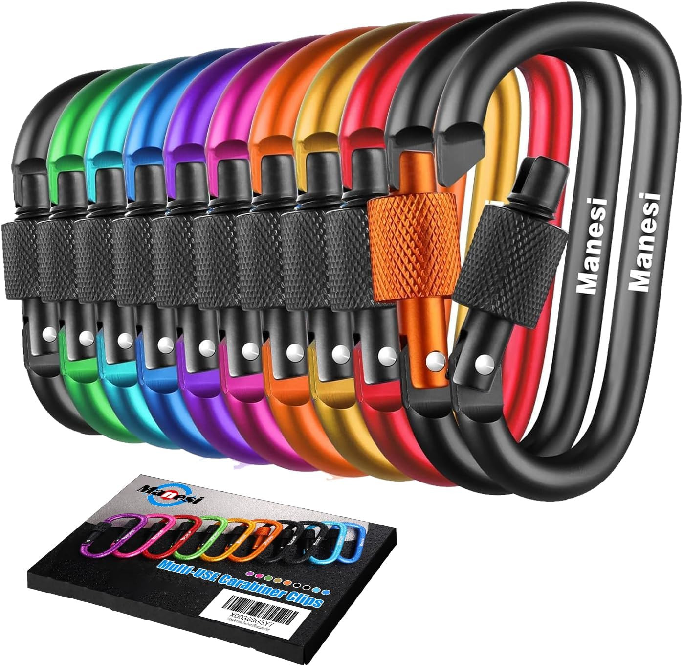 10 Pack Carabiner, 3 inch Aluminum D-Ring Locking Carabiner Clip, Snap Hook S...