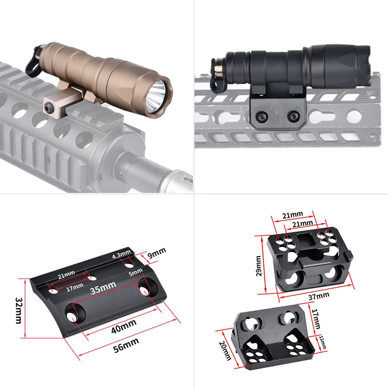 Tactical Flashlight Side Base weapon Scout light Offset Mount Mlok Keymod