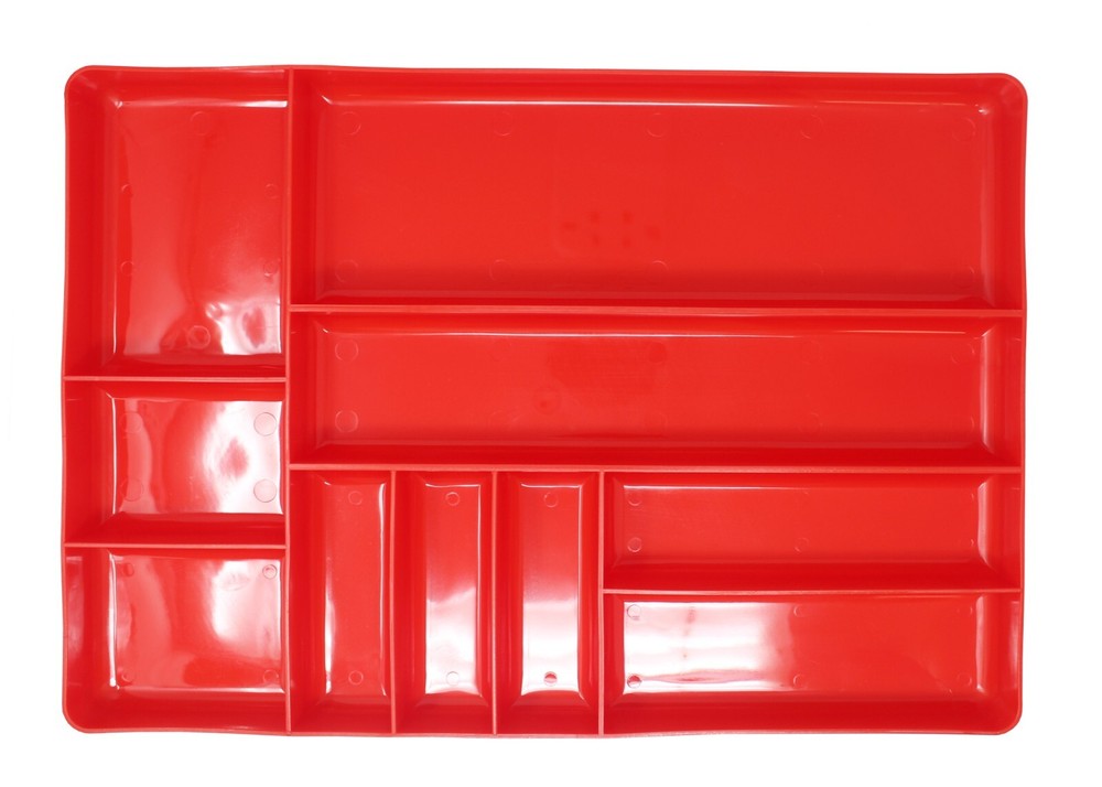Black & Red Stackable Lightweight 10 Compartment Organizer Tray Kit