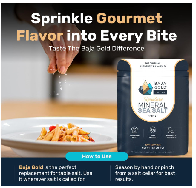 Baja Gold Mineral Sea Salt, Fine Grind, 1 Lb. Bag