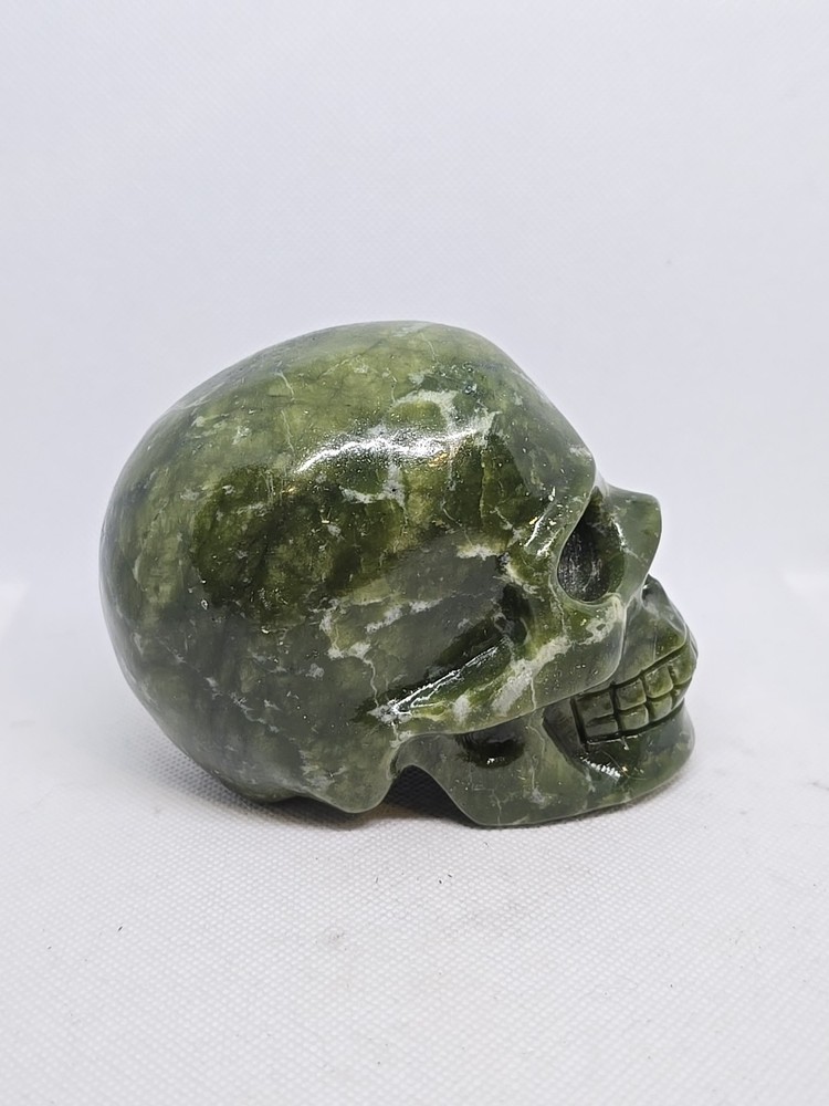 Large Carved Serpentine Jade Skull