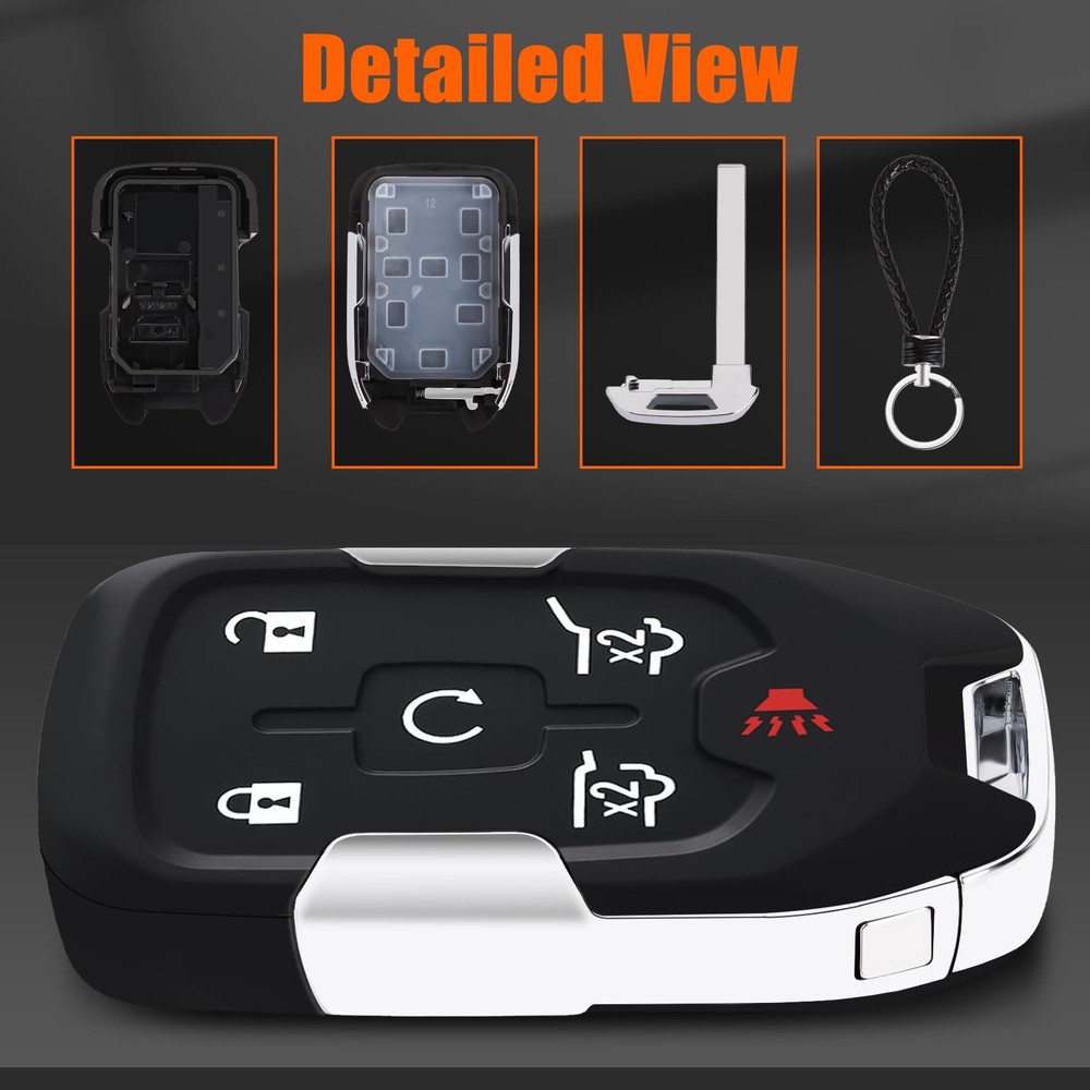 6 Button Replacement Key Fob Shell Case Cover Compatible with Black XFL - 6B
