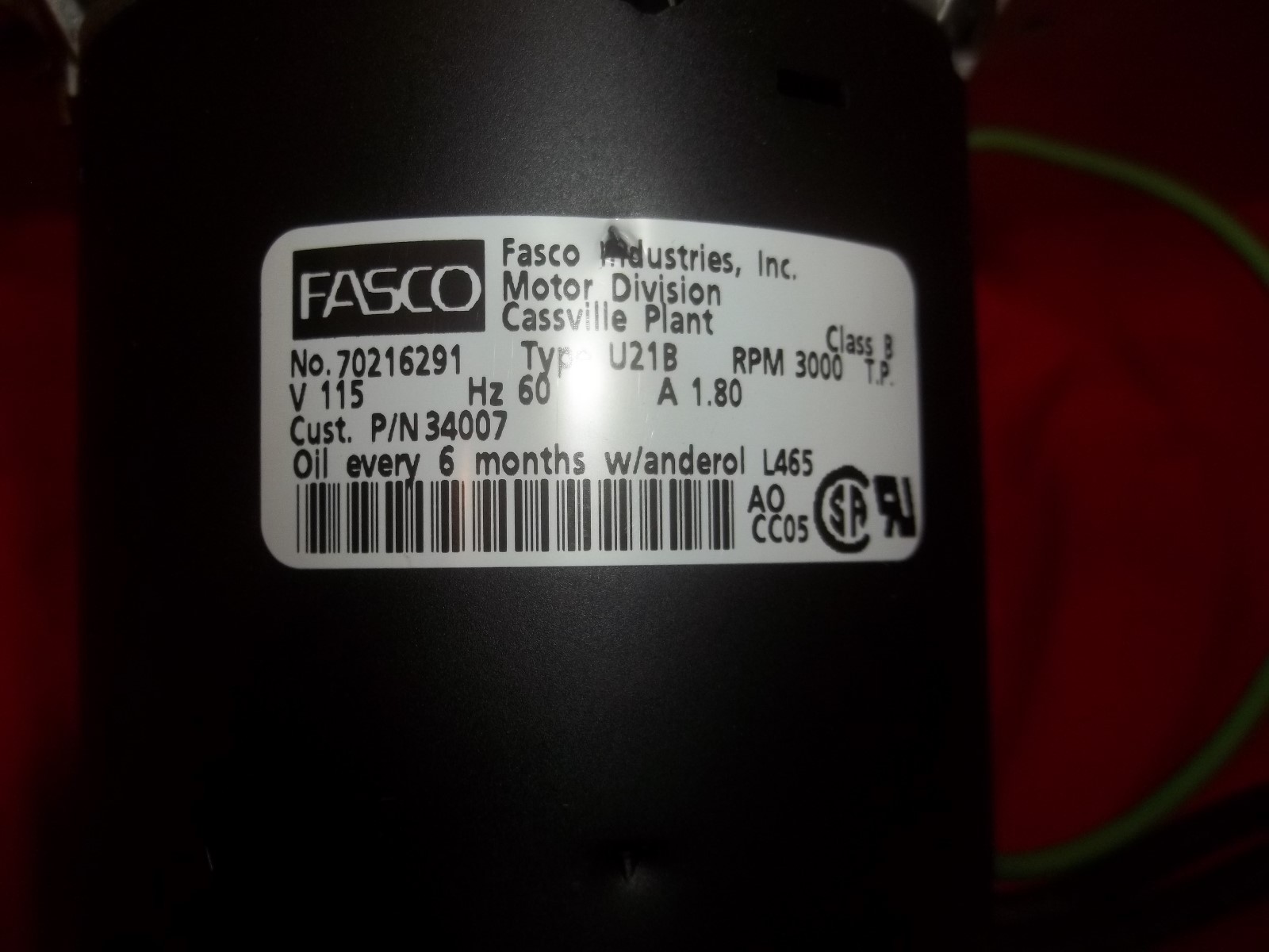 Suburban / Goodman / Thermopride AOPS7238 Induced Draft Blower Fasco 70216291