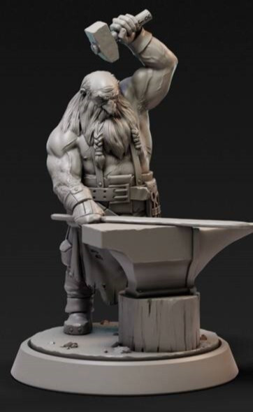 D&D Uten Dwarf Blacksmith 32mm Scale Mini TTRPG