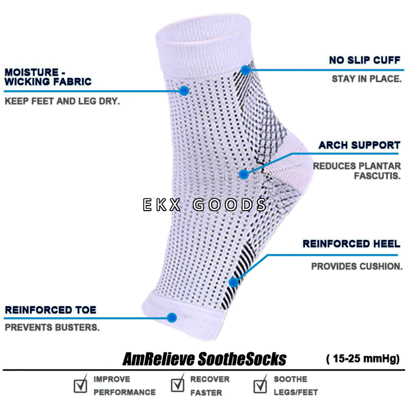 Foot Plantar Fasciitis Arch Support Compression Socks Ankle Heel Brace Sports