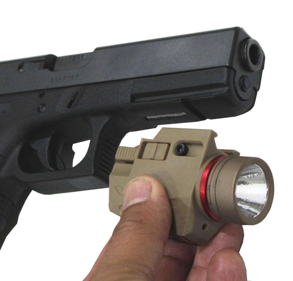 Trinity Flashlight 300 lumens tan polymer compatible with Glock g-17 gen5.