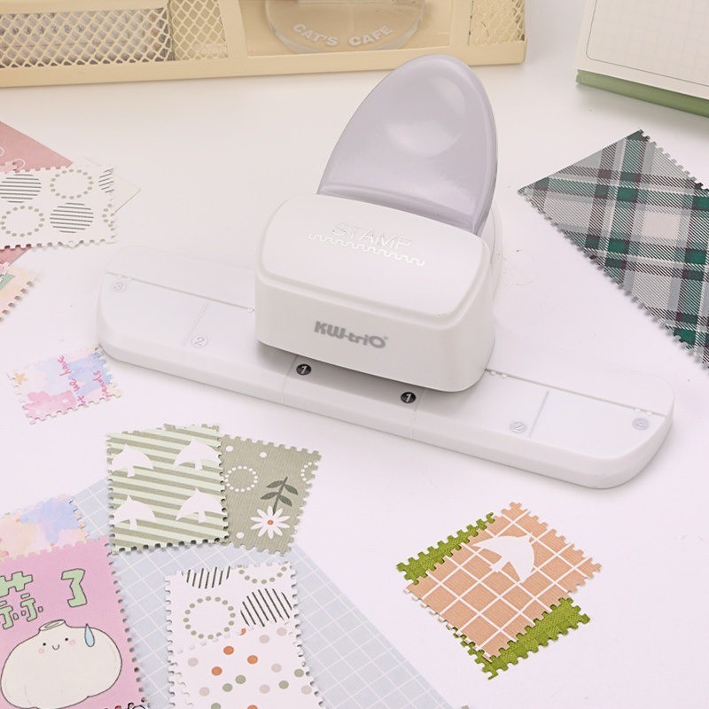 Postage Stamp Border Puncher with Scrapbooking Paper Folder Tool Card Making Kit