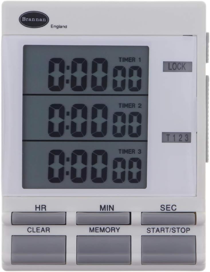 Brannan Digital Triple Kitchen Timer and Clock with Large LED Countdown Timer...
