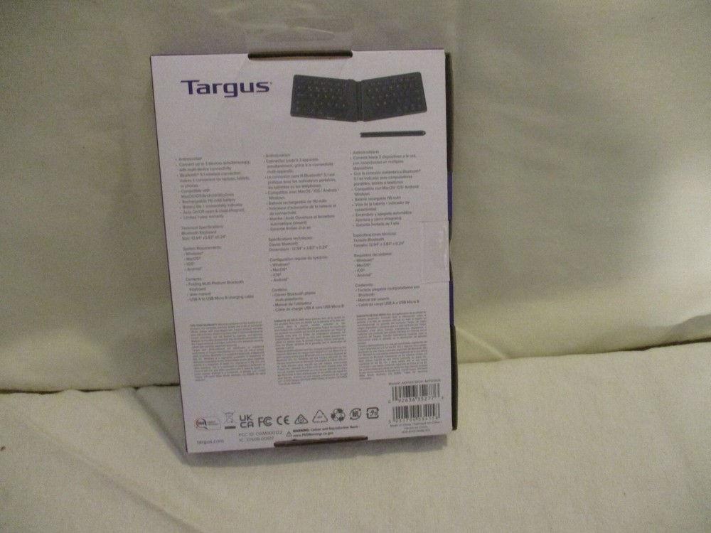 Targus Wireless Folding Keyboard Ultra-Compact Bluetooth Windows iOS Android NIB