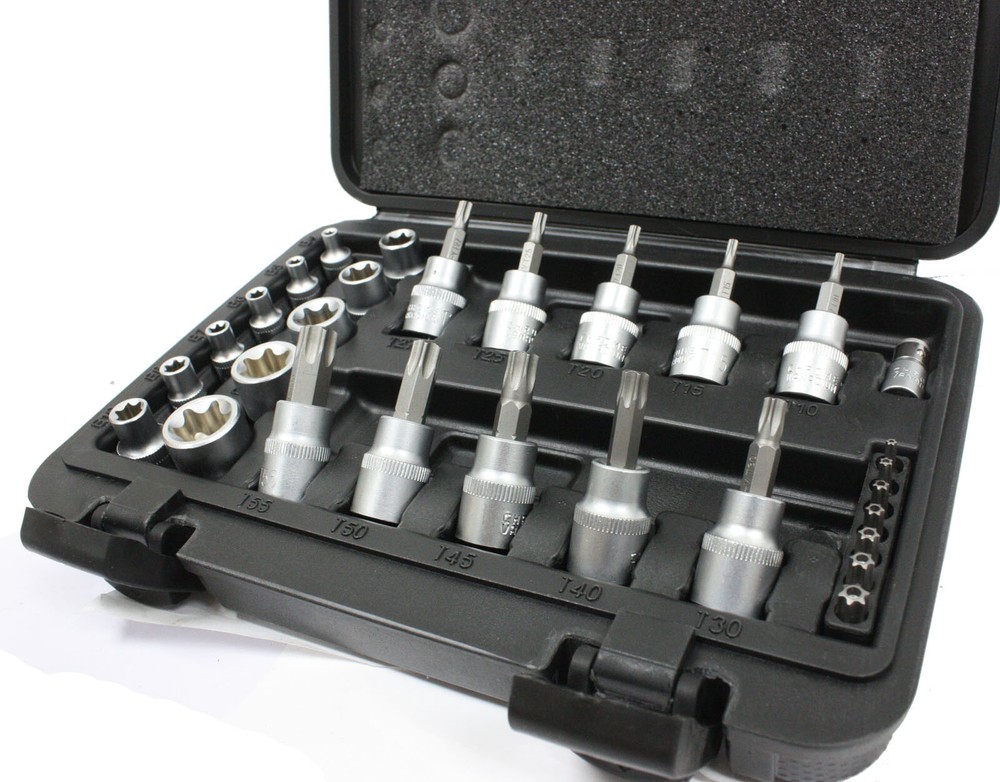 29PCS Torx Star Socket Set & Bit Male Female E & T Sockets With Torx Bit Tools