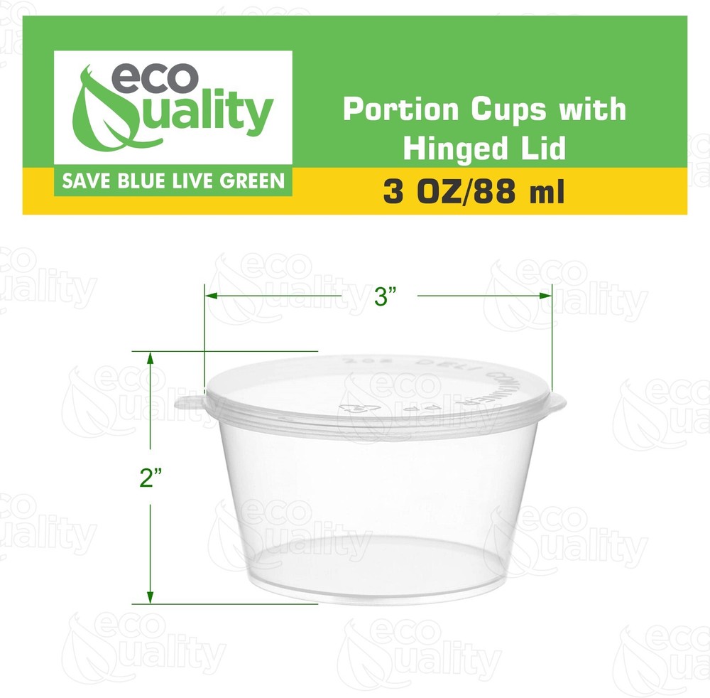 3oz Portion Cup Leak Proof Plastic Condiment Soufflé Container with Hinged Lid