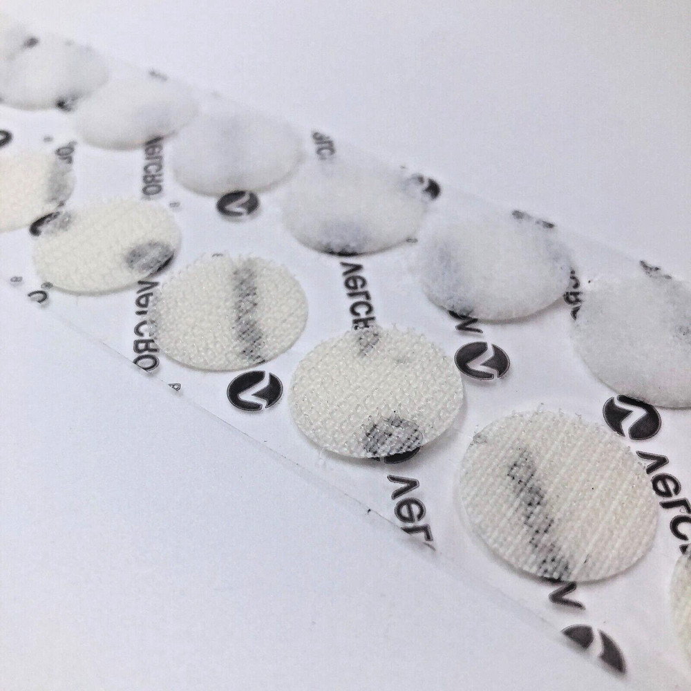 VELCRO Self Adhesive Dots Circles 3/4" Inch Diameter 10 Sets Hook & Loop White