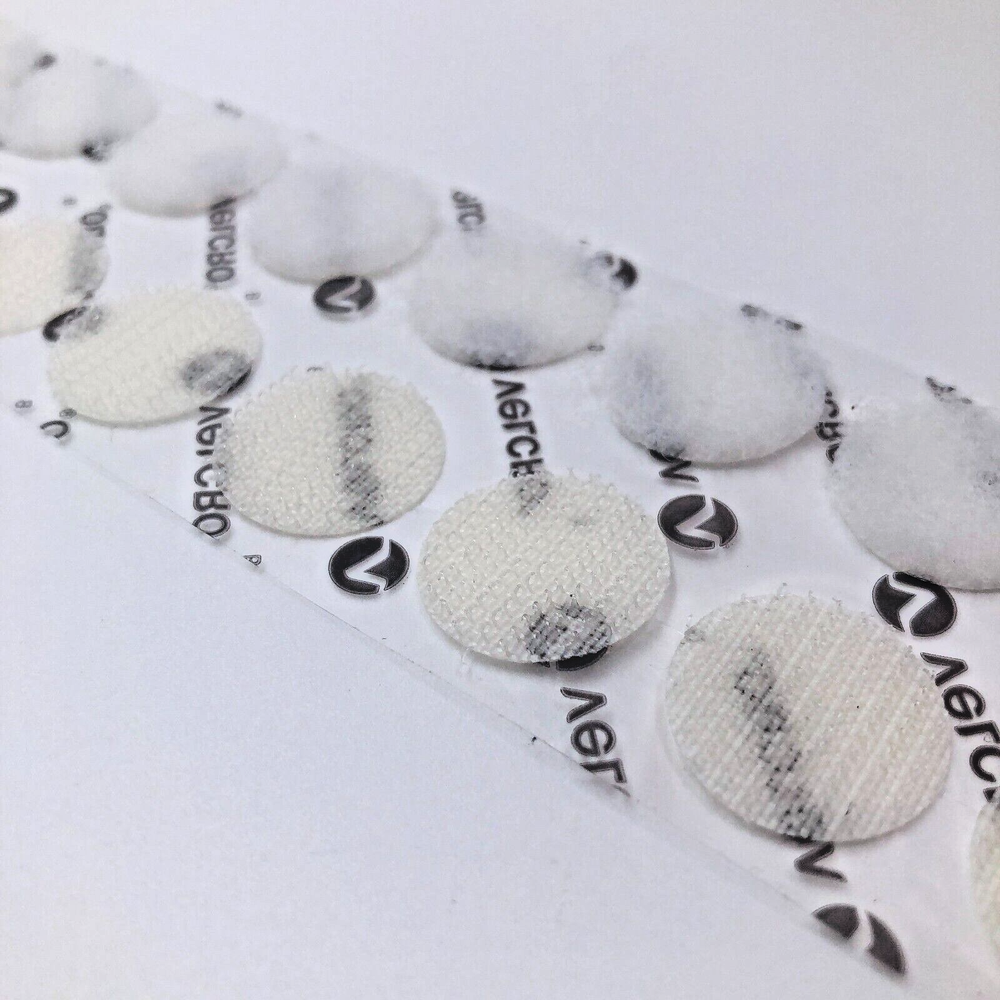 VELCRO Self Adhesive Dots Circles 3/4" Inch Diameter 10 Sets Hook & Loop White