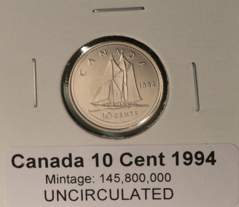 1994 Canada Dime - UNCIRCULATED - from original mint roll - ten cent