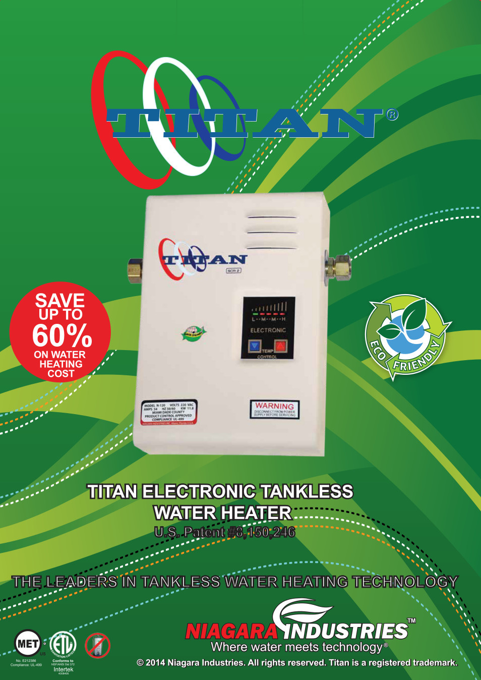 Titan N120 SCR2 Calentador de agua sin tanque, 11.8KW 240V