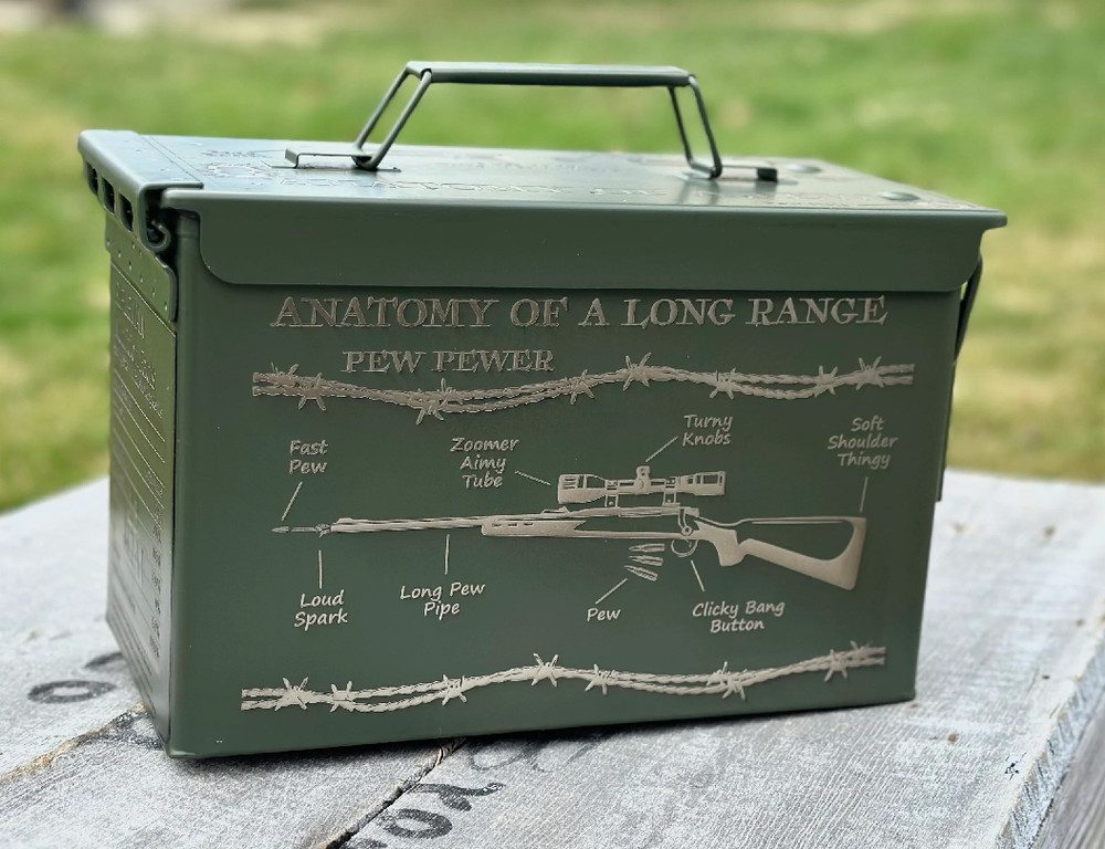 Personalized Laser-Engraved 50 Cal Ammo Can – Rifle theme