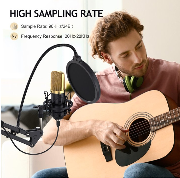 ZINGYOU USB Microphone Kit w/ Arm Stand Studio Mic for Streaming Podcast Gaming