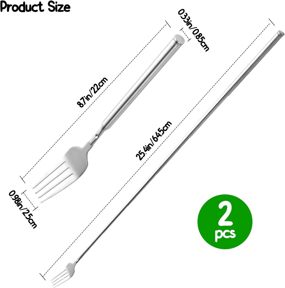 【2 PCS】Extendable Fork for Jokes, Expandable Forks, Silver