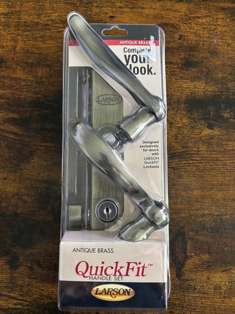 Larson Quick Fit Handle Set Antique Brass 20297820 NEW Sealed Packaging (1206)