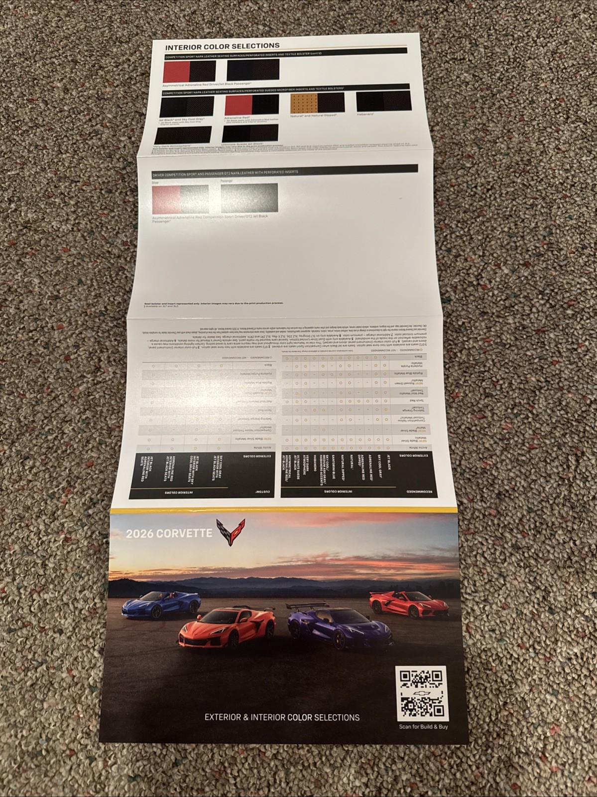 2026 CHEVROLET CORVETTE C8 - EXTERIOR & INTERIOR COLOR SELECTIONS BROCHURE