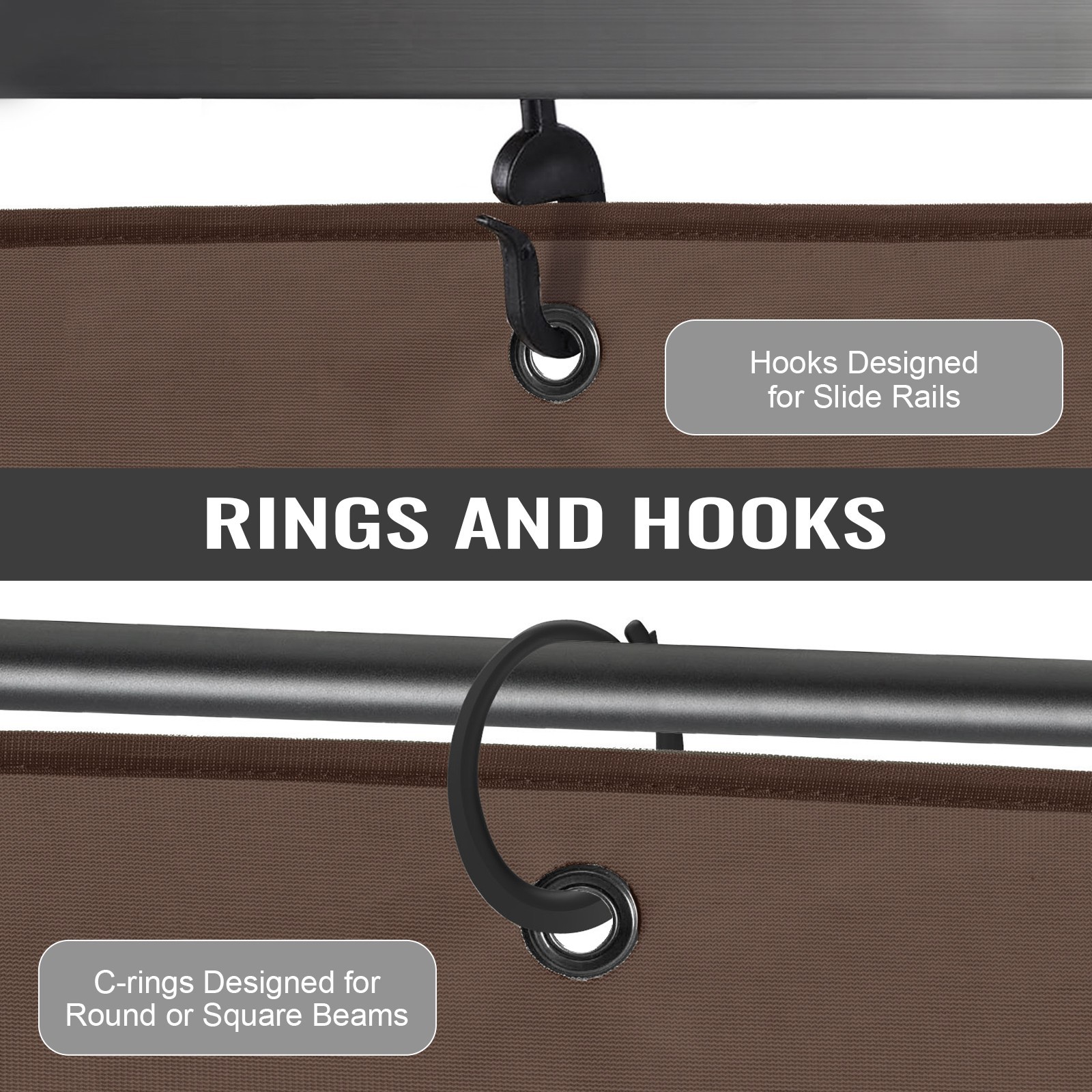 10x10ft Outdoor Gazebo Curtains Waterproof 4-Panel Privacy Sidewall Replacement