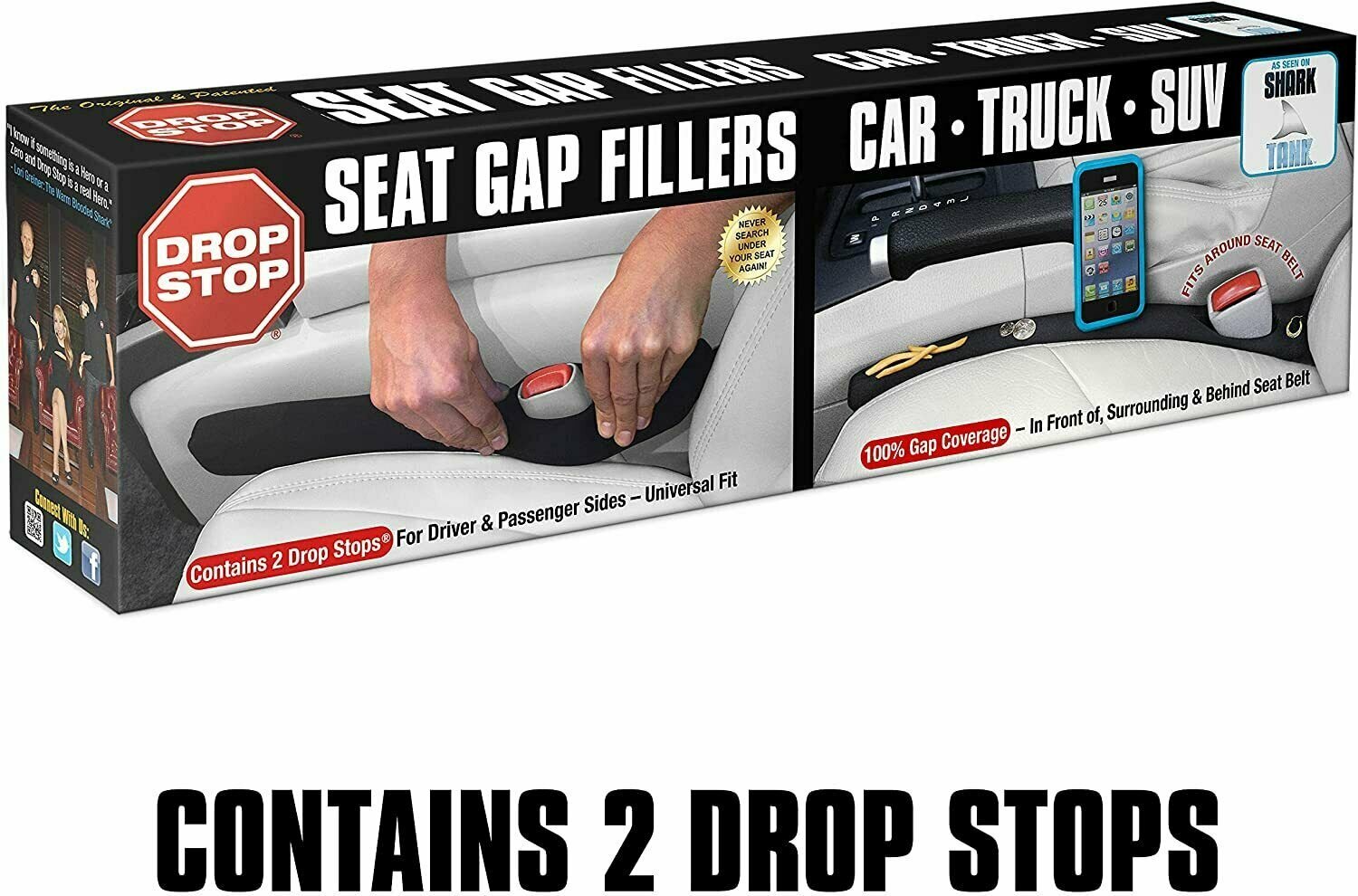 Drop Stop - The Original Patented Car Seat Gap Filler (Shark Tank) - Set of 2