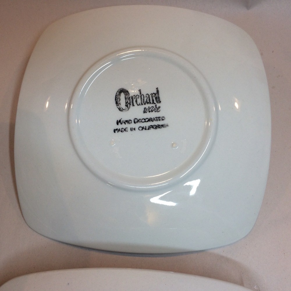 Vintage Orchard Ware Wood Violet 6" Square Bread Plate