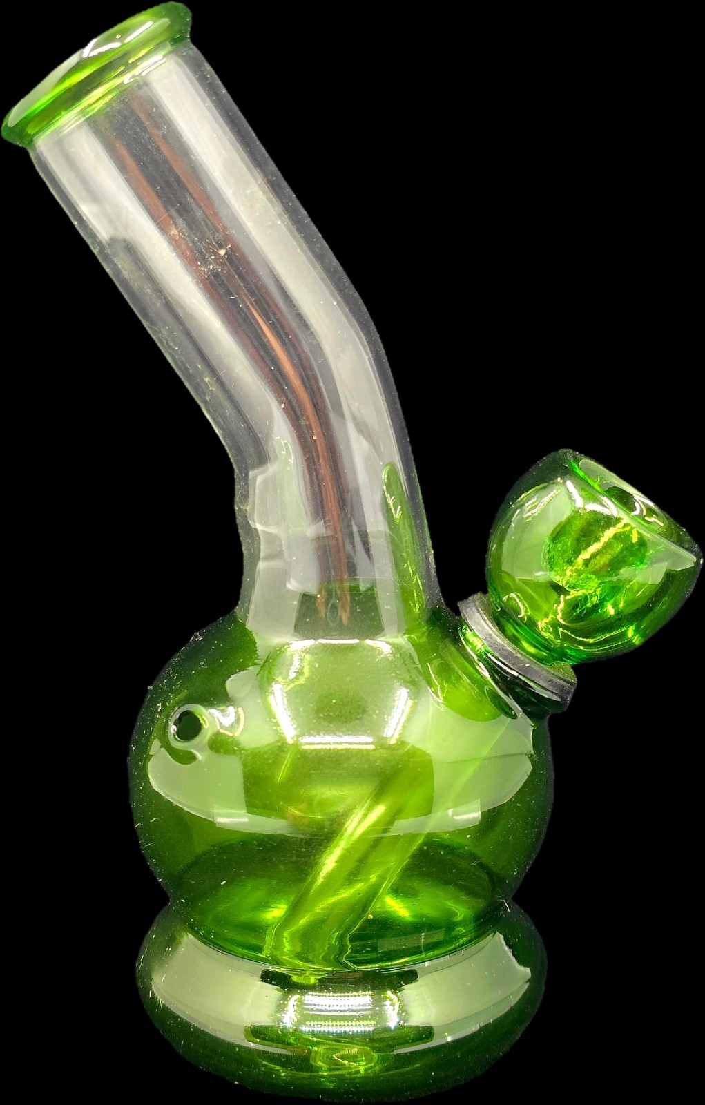 5" GREEN CURVED NECK GLASS Tobacco Mini Hookah Water Pipe Bong WITH SCREENS!