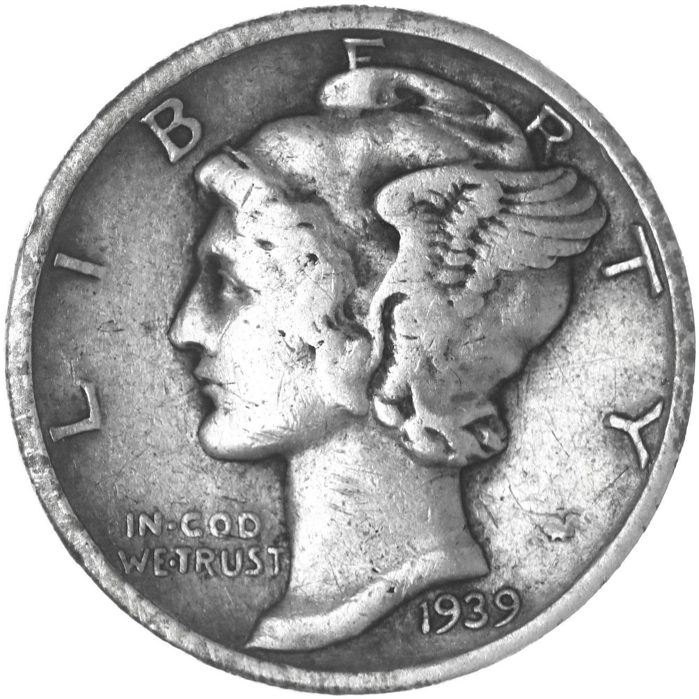 1939 D Mercury Dime 90% Silver Fine FN