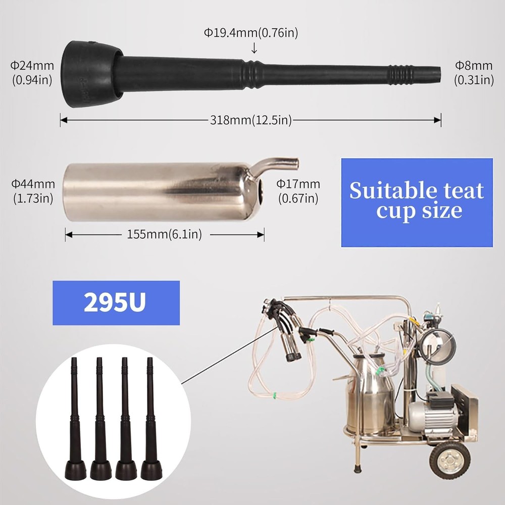 4 PCS Milking Machine Liners Black Soft Rubber Teat Cup Installation Access