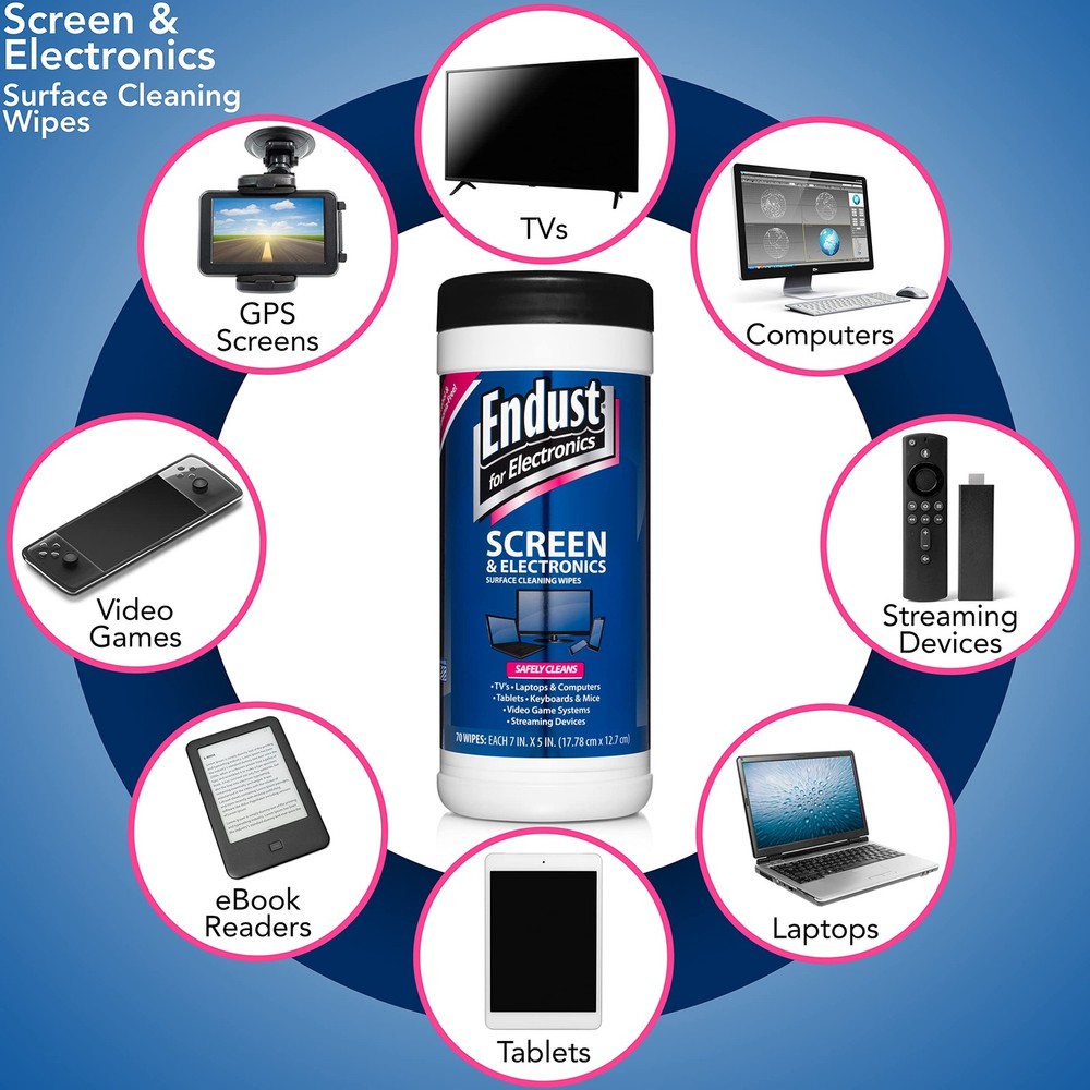 Endust for Electronics; Screen & Surface Cleaning 70 Count (Pack of 1), White