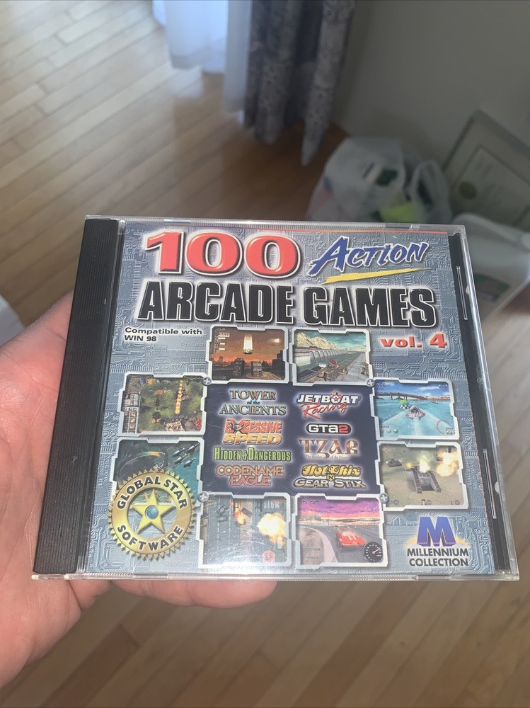 Vintage 100 Action Arcade Games ~ Compatible With Win 98 ~ Volume 4 CD