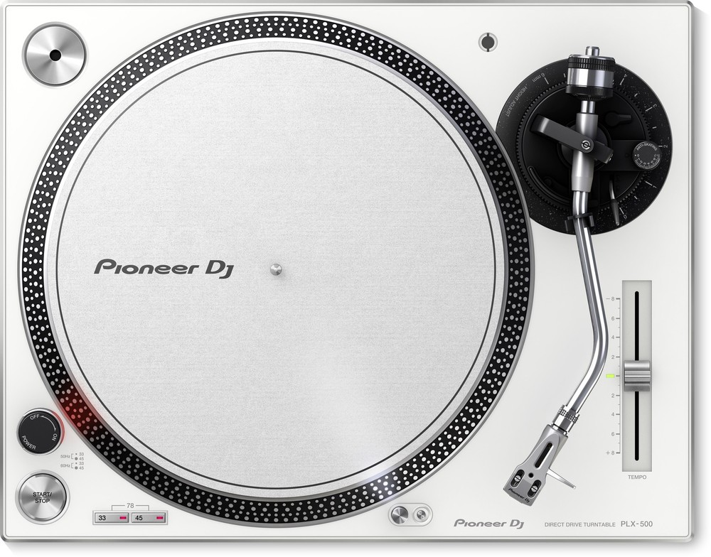 PLX-500-W:  WHITE Turntable Direct-drive Motor, Preamplifier, Headshell with