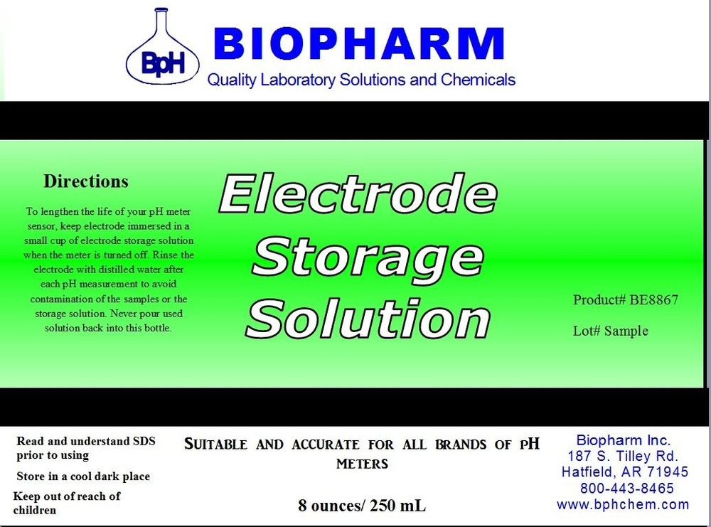 pH/Oxygen Reduction Potential (ORP) Electrode Storage Solution, 250 mL (8.4 f...